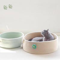 Tissage écologique fleur chat nid été quatre saisons chat famille chaton coton et chanvre paniers pour chats