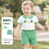 Robe personnalisée pour filles Puresun, Jour de la Saint-Patrick, 100% coton, gingham vert, broderie trèfle, 1-6 ans, vente en gros