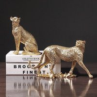 Nouvelle arrivée décor à la maison argent léopard figurines guépard décoration de la maison panthère sculpture résine artisanat