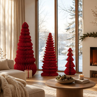 Ensemble d'arbres de Noël en papier de cèdre grand format, pliables en nid d'abeille 3D, écologiques, pour usage intérieur, faciles à assembler, réutilisables, vente en gros