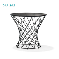 Table basse en verre trempé avec miroir, pieds en métal, table basse, latérale, pour la construction d'un bureau