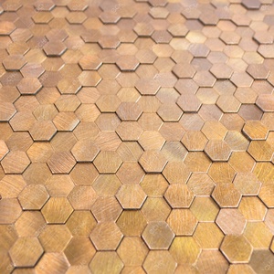 Gạch Ốp Và Dán Tường 3D Gạch Khảm Kim Loại Nhôm Chải Màu Vàng Lục Giác - Product Image 6