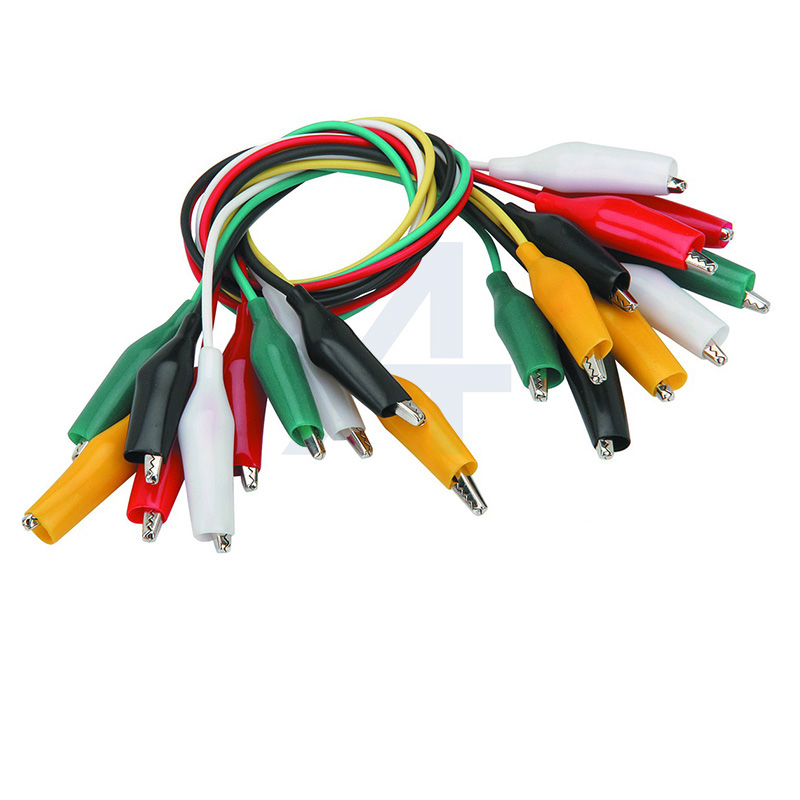 JIALUN 45 мм, пятицветные изолированные никелированные железные зажимы крокодил из ПВХ, испытательные выводы