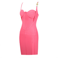 Robe courte moulante rose élégante et décontractée pour femme, tenue de soirée, de Club, à la mode, de luxe, sans bretelles, 2023