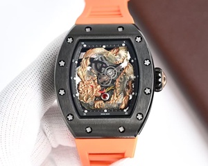 Montre mécanique avec mouvement automatique étanche, couleur orange, design sculpté dragon - Product Image 1