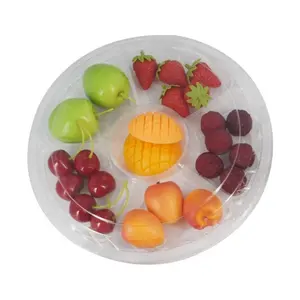 Zx embalagem 1500g com seis compartimentos, embalagem para frutas, corte fresco, compartimento redondo, caixa de frutas para animais de estimação, caixa de plástico transparente