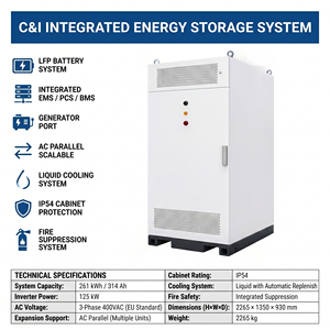IP54 Liquid Cooled C&I <b>Energy</b> <b>Storage</b> <b>System</b> 261kWh 125kW LFP Battery Cabinet Hybrid BESS 8000 Cycles - Product Image 5