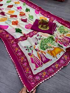 ผ้าส่าหรีมีลวดลายแบนดานีที่ประณีตทั่วทั้งผืน สีชมพูและสีขาว ให้ลุคที่โดดเด่นและคลาสสิก ราคาขายส่ง - Product Image 3