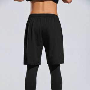 Ensemble de leggings de sport décontractés pour hommes, en toile non tissée, séchage rapide, respirant, avec cordon de serrage, shorts courts, service OEM - Product Image 2