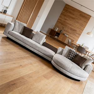 Sofá Modular Curvo de Tela Gris Claro, Estilo Moderno y Minimalista, Sofás <span class=keywords><strong>para</strong></span> Sala de Estar, Cojines con Bloques de Color que Enriquecen las Capas Visuales - Product Image 5
