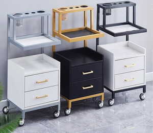 รถเข็นร้านทำผมรุ่นใหม่ - รถเข็นสำหรับจัดแต่งทรงผมและทำสีผมเฉพาะร้านทำผม พร้อมชั้นวางของอเนกประสงค์ - ร้านทำผม - Product Image 1