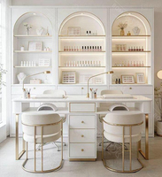 Juego de Muebles para Salón de Belleza Bomacy, Escritorio y Silla, Mesa de Maquillaje, Mesa de Manicura para Salón de Uñas con Colector de Polvo