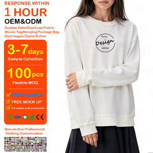 เสื้อสเวตเชิ้ตคอกลมทรงหลวมคุณภาพสูงสำหรับขายส่ง เสื้อฮู้ดดี้เปล่าแบบลำลอง สกรีนโลโก้ได้ ผลิตจากผ้าฝ้ายทรงโอเวอร์ไซส์สำหรับผู้หญิง - Product Image 1