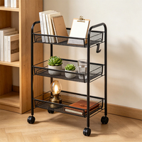 Chariot de rangement métallique à 3 ou 4 niveaux avec roulettes, chariot utilitaire en maille multicolore pour la cuisine, la salle de bain, le bureau, la maison