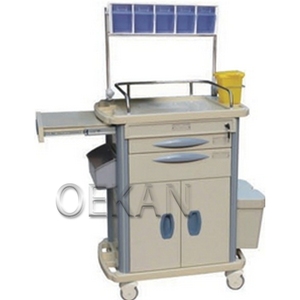 High Quality ABS Plastic Hospital Treatment Cart Hospital Multi-drawers Nursing Cart with Infusion Hooks