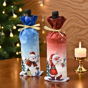 Christmas Bottle Sleeve <b>Novelty</b> Santa Claus and Snowman Figure Covers for Wine Liquor Whiskey Festive Decor Party Supplies - Product Image 3