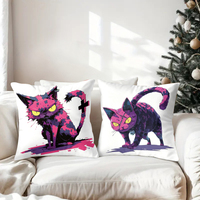 Coussin en peluche chat démon violet, coussin de canapé, cadeau de Noël, coussin décoratif