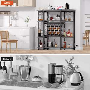 Estante <span class=keywords><strong>de</strong></span> vino moderno para el hogar con luces LED y tomas <span class=keywords><strong>de</strong></span> corriente para exhibir y almacenar vino Decoración elegante para el hogar - Product Image 5