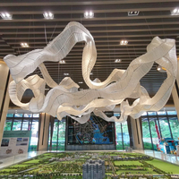 Décoration Éclairage Grand Hôtel Personnalisé Salle De Banquet Restaurant Projet Pendentif Lumières De Luxe Ruban De Soie Blanc Led Lustre