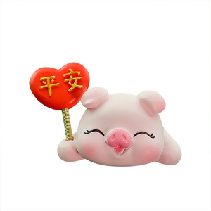 Figura de cerdo de resina Ruijie, decoración para coche, amuleto de la suerte y la paz - Product Image 3