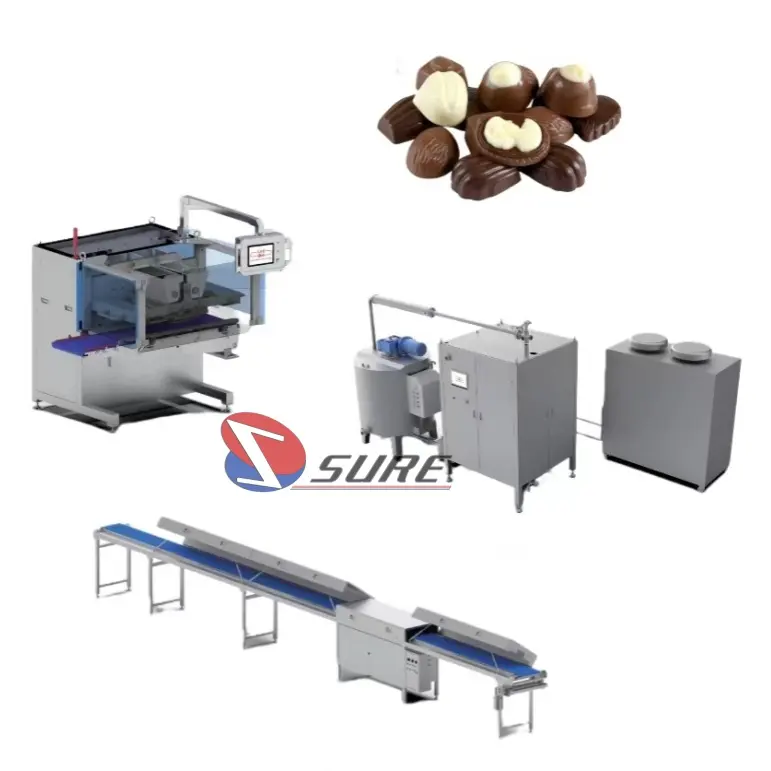 Linha de produção eficiente e prática de depósito de chocolate para chocolate recheado