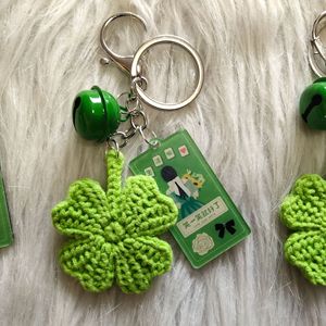 Lana de ganchillo trébol de cuatro hojas llavero de <span class=keywords><strong>la</strong></span> suerte bolso encanto accesorio coche llavero bolso monedero colgante mujer regalo trébol llavero - Product Image 4