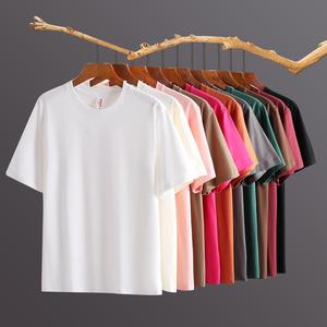 Camiseta con hombros descubiertos, venta al por mayor, 220 gramos, cuello redondo, deportes, ropa de calle de algodón grueso, camiseta personalizada de algodón pesado de gran tamaño - Product Image 2