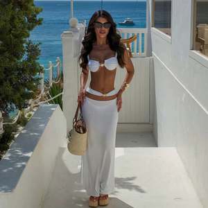 Dropshipping 3 Pieces Bikini Set Push up Sun Bikini Sexy Women Swimsuit Female Swimwear Skirt Bathing Suit Beachwear Cover Ups - Product Image 3