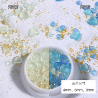 Nail fashion heart light colour changing 3D nail charm Uv Light love manucure accessories mixed size resin heart nail charms