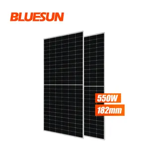 Bluesun pvt solar panel packages 550w 560w 1kw 10kw 100kw half cell solar panel in EU warehouse