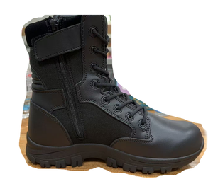 Bottes de chasse tactiques pour hommes TSB0526 en cuir noir, 8 pouces, fermeture éclair latérale - Product Image 1
