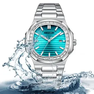 AOCASDIY Top Luxury Brand Fashion New Men's WaterProof Watch With Diamond Square Super Luminous Quartz Watch All Steel Belt