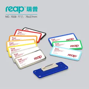 Reap acrílico transparente reutilizable empleado nombre placa con perno de seguridad para Satff/negocios/oficina/escuela