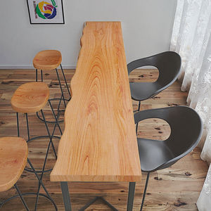 Table <span class=keywords><strong>de</strong></span> bar murale en <span class=keywords><strong>bois</strong></span> <span class=keywords><strong>de</strong></span> frêne massif pour balcon ensemble <span class=keywords><strong>de</strong></span> chaises hautes modernes en fer long pour bar à la maison magasin <span class=keywords><strong>de</strong></span> thé au lait pour le salon - Product Image 3