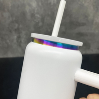 Entrepôt américain en acier inoxydable isolé sous vide enduit de poudre arc-en-ciel gobelets en métal de 16oz avec poignée pour gravure laser