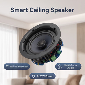 Interrupteur WiFi intelligent avec contrôle via l'application <span class=keywords><strong>WIIM</strong></span>, Bluetooth sans fil, puissance de sortie 30-50W, lecture multi-pièces, haut-parleur de plafond - Product Image 5