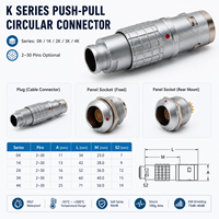 Connecteur Circulaire Push-Pull Série K en Gros d'Usine Compatible avec LEMO 0K 1K 2K 3K 4K Connecteur Métallique 2-30 Broches