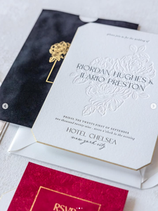 Invitations de <span class=keywords><strong>mariage</strong></span> personnalisées en papier coton gaufré texture <span class=keywords><strong>Bordeaux</strong></span>, imprimées en typographie et à bords biseautés - Product Image 3