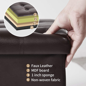 Presa di fabbrica <span class=keywords><strong>Pouf</strong></span> <span class=keywords><strong>Pouf</strong></span> in <span class=keywords><strong>ecopelle</strong></span> di alta qualità da 30 pollici di panca pieghevole da camera da letto con bottoni sgabello pieghevole - Product Image 3