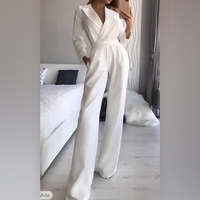 Combinaison élégante pour femme à col en biais, manches longues, taille cintrée, couleur unie, style chinois, pour le travail