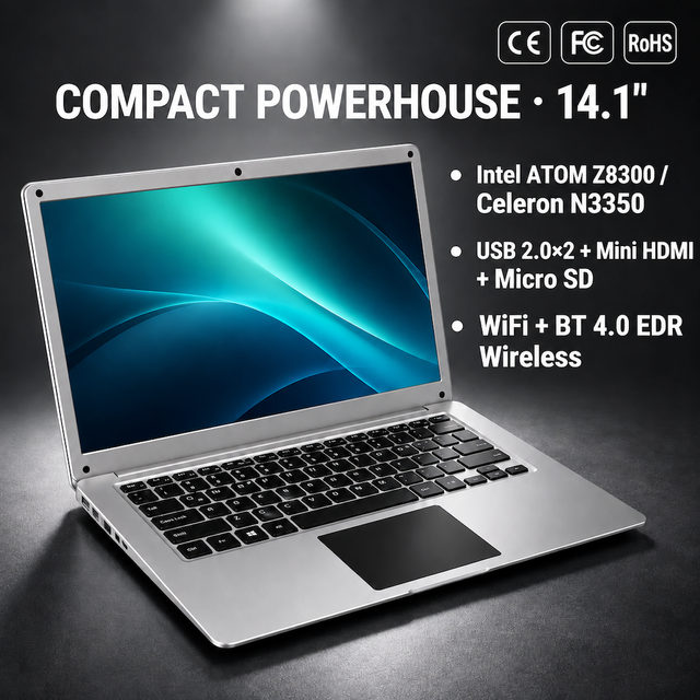 Wholesale 14.1 Inch Laptop Intel Celeron N3350 1366x768 4GB 6GB SSD Dual BOX Speakers Mini HDMI BT OEM N3350 BT 4.0 Slim Win