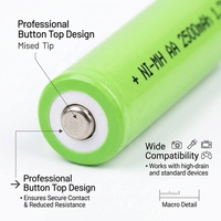 Sel Baterai Akku NiMH 1.2V AA 2500mAh 2200mAh 2000mAh Baterai Isi Ulang Ni-MH Low Self-Discharge Button Top Cell untuk Mainan