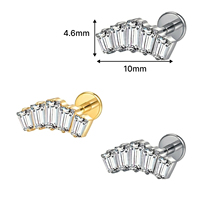 Kaishee Bijoux en titane sans filetage 16G, clou à lèvre à dos plat ASTM F136 6AI-4V ELI, piercing en titane de grade implantable