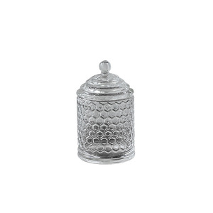 Frascos de vidrio tipo panal de abeja de estilo europeo, recipientes transparentes con tapa, fruteros, recipientes para azúcar, cajas para joyas, recipientes para hisopos de algodón, y - Product Image 4