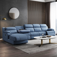 Modernes Elektrisches Zweisitzer-Ledersofa mit Heizfunktion Ecksofa Smart L-Form Heimkino Multifunktionales Holzsofa mit Fernbedienung