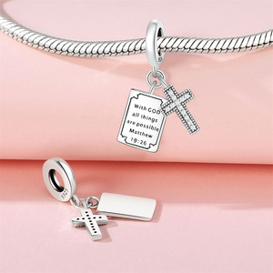 Directo de fábrica Original S925 cuentas de plata esterlina Virgen María Cruz con circón caliente para <span class=keywords><strong>Amazon</strong></span> DIY joyería accesorios pulsera - Product Image 2