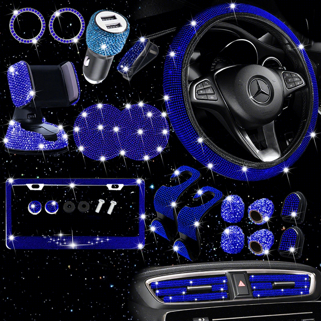 Ensemble de 27 pièces sans anneau en caoutchouc-diamant bleu