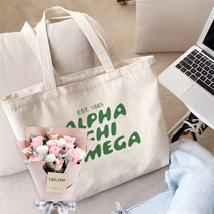 กระเป๋าผ้าแคนวาสลายโอเมก้า1ชิ้นกระเป๋าสะพายไหล่สำหรับเดินทางกระเป๋าช้อปปิ้งใช้ซ้ำได้สำหรับผู้หญิง - Product Image 5