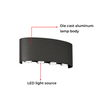 Lampe murale extérieure en aluminium IP65 étanche avec verre trempé, LED SMD 2W-12W, logo personnalisé OEM ODM, vente en gros directe d'usine