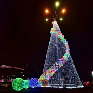 Luces navideñas con diseño de estrella y árboles de Navidad, esferas metálicas iluminadas para exteriores, impermeables IP65, para Año Nuevo - Product Image 3